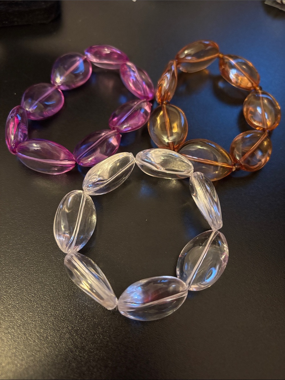 Clear, Purple & Amber Beaded Stretch Bracelet Set - Women Jewelry